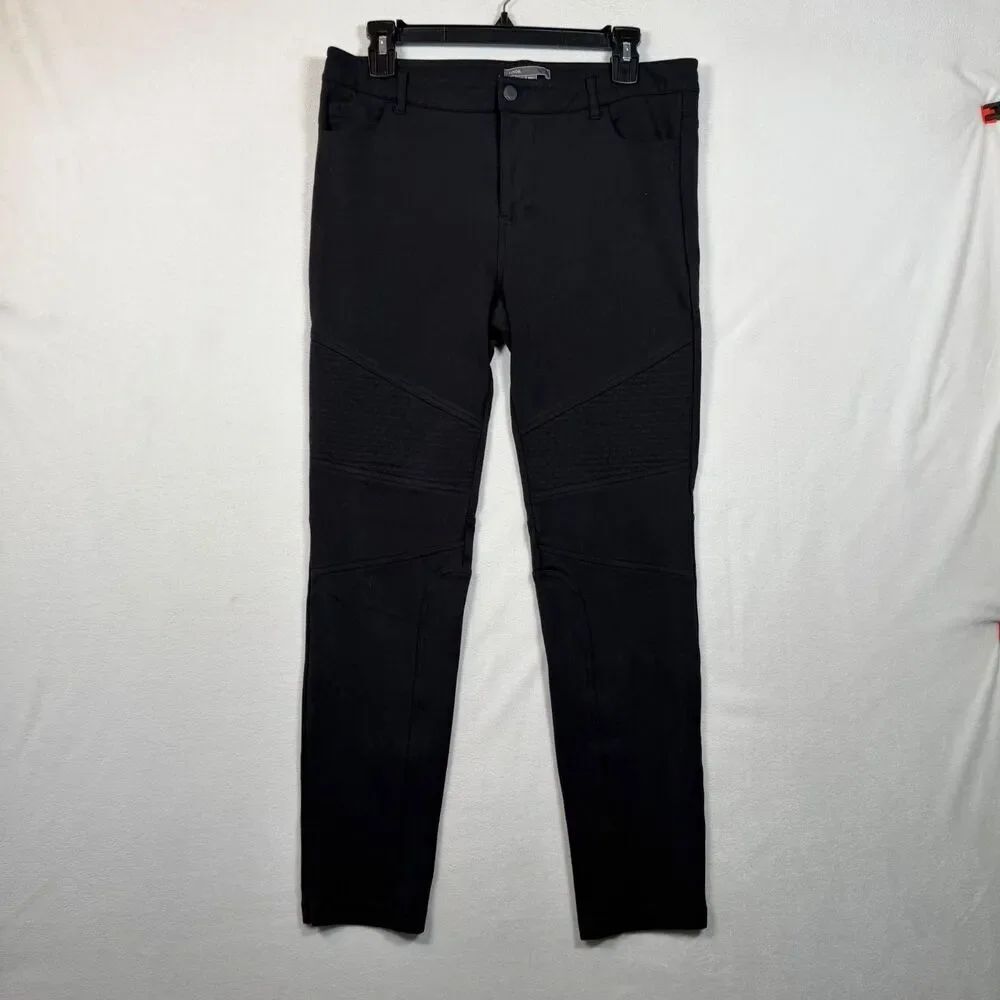 Vince Black Moto Pants Womens 12 Skinny Stretch 5 Pocket Zipper Detail Modern